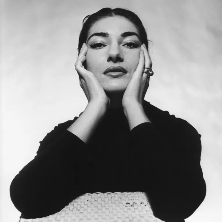 Maria Callas black and white portrait photo