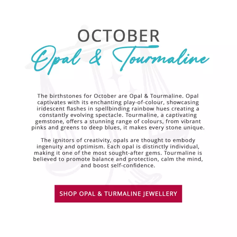 October's birthstone opal and tourmaline