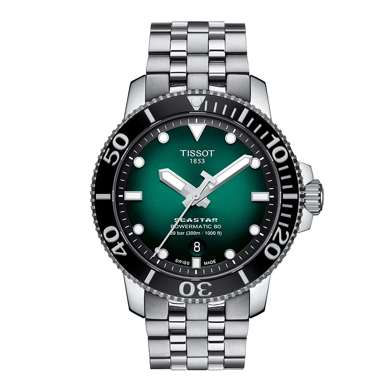 Tissot Seastar 1000 Powermatic 80 43mm Green Black Dial Watch