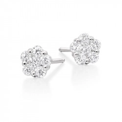 18ct White Gold Diamond Cluster Studs - 0.36ct