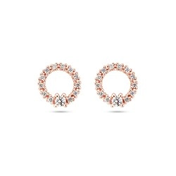 9ct Rose Gold & Diamond Open Circle Stud Earrings