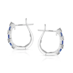 18ct White Gold 0.48ct Sapphire & Diamond Hoop Earrings Side View