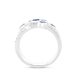 18ct White Gold 0.88ct Sapphire and Diamond Bubble Ring upright profile