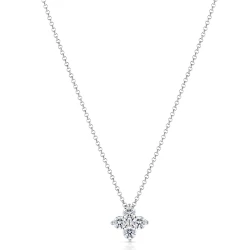 18ct White Gold & 0.54ct Diamond Floral Pendant Necklace