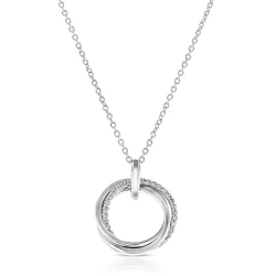 18ct White Gold & Diamond Entwined Circle Pendant