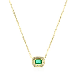 18ct Yellow Gold 0.56ct Emerald & Diamond Necklace