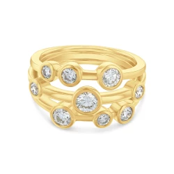 18ct Yellow Gold 0.99ct Diamond Bubble Ring Flat