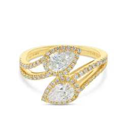 18ct Yellow Gold 1.52ct Diamond Crossover Ring Flat