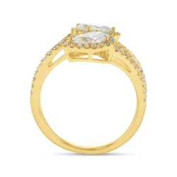 18ct Yellow Gold 1.52ct Diamond Crossover Ring Upright