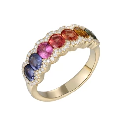 18ct Yellow Gold 2.08ct Rainbow Sapphire and Diamond Ring