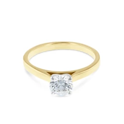 18ct Yellow Gold & Platinum Set 0.70ct Diamond Solitaire Ring Flat