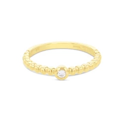 18ct Yellow Gold Beaded 0.04ct Diamond Ring Flat