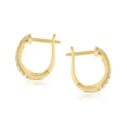 18ct Yellow Gold Cross-Over 0.41ct Diamond Hoop Earrings Side View