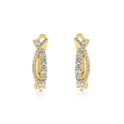 18ct Yellow Gold Cross-Over 0.41ct Diamond Hoop Earrings