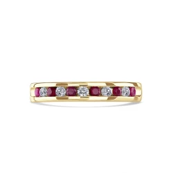 18ct Yellow Gold Ruby & Diamond Channel Set Eternity Ring