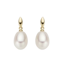 9 carat Yellow Gold Freshwater Pearl Drop Earrings