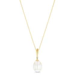 9ct Gold Pearl & Diamond Pendant