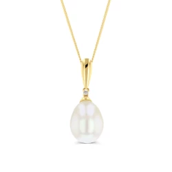 9ct Gold Pearl & Diamond Pendant