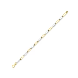 9ct Mixed Gold Paperclip Link Bracelet long