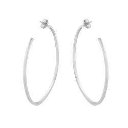 9ct White Gold 40mm Open Oval Hoop backs