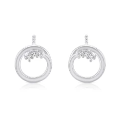 9ct White Gold & Diamond Circle Studs