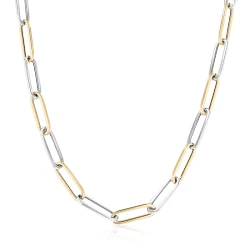 9ct White & Yellow Gold Alternating Link Necklace