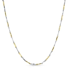 9ct Yellow & White Gold Fine Bar Link Necklace