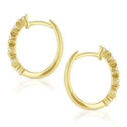 9ct Yellow Gold 0.17ct Diamond Hoop Earrings side