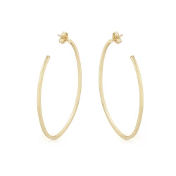 9ct Yellow Gold 40mm Fine Oval Hoops Backs