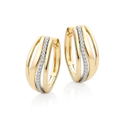 9ct Yellow Gold Diamond Multi Strand Hoop Earrings