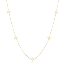 9ct Yellow Gold Trace Chain & Flower Link Necklet