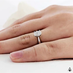 Classic Oval Platinum 0.51ct Diamond Solitaire Ring on Hand