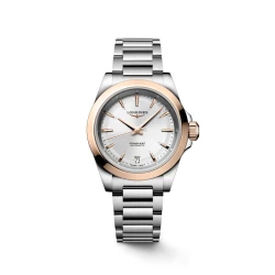 Conquest 34mm Pink Gold Silver Dial