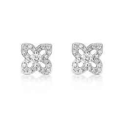 White Gold & Diamond Venetian Flower Earrings