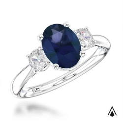 Florentina Oval Platinum 2.22ct Sapphire & Diamond Trilogy Ring