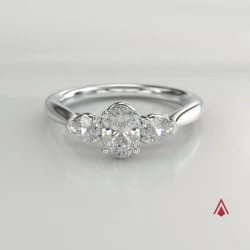 Florentine Oval Platinum 0.63ct Diamond Trilogy Ring 360 degree video