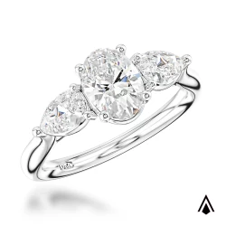 Florentine Oval Platinum 0.63ct Diamond Trilogy Ring