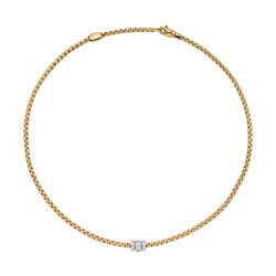 Fope Eka Yellow Gold Necklace with Rhombus Set Diamonds