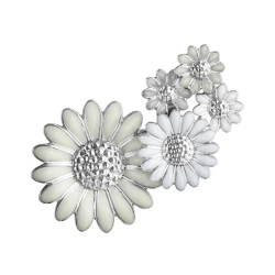 Georg Jensen Daisy Collection Single Silver & White Enamel Right Ear Cuff