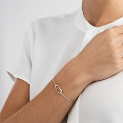 Georg Jensen Offspring Silver Bracelet close up on wrist