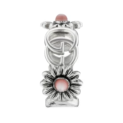 Gucci GG Marmont Pink Flower Silver Ring Side