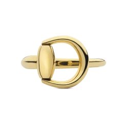 Gucci Horsebit Yellow Gold Ring Flat