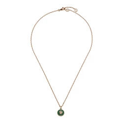 Gucci Interlocking Rose Gold Green Agate Diamond Necklace Back