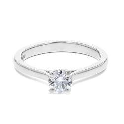 KC Collection Platinum 0.41ct Diamond Solitaire Ring Flat