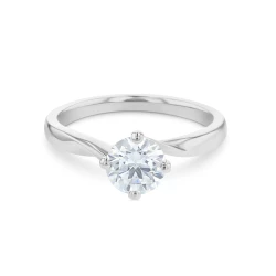 KC Collection Platinum 0.70ct Diamond Solitaire Ring Flat