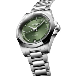 Longines Conquest 34mm Green Diamond Dial Angled