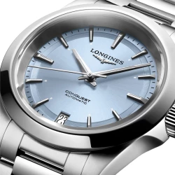 Longines Conquest 34mm Light Blue Close Up