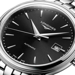 Longines Flagship 40mm with Sunray Black Dial close up