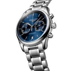 Longines Master Collection Automatic Chronograph 40mm Blue Dial Angled