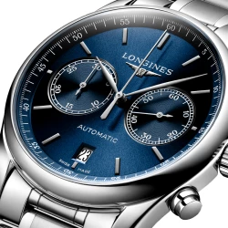 Longines Master Collection Automatic Chronograph 40mm Blue Dial Close Up